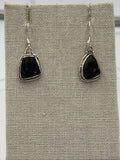 Sterling Silver Rope Bezeled Moldavite Dangle Earrings Size 1