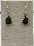 Sterling Silver Lined Bezeled Moldavite Dangle Earrings