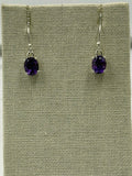 Sterling Silver Oval Amethyst Dangle Earrings