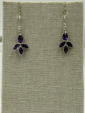 Sterling Silver Leaf Cluster Amethyst Dangle Earrings