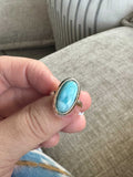 Larimar Oval Ring - Sterling Silver - Size 5 -Calming & Clear-Communication