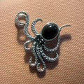 Sterling Silver Octopus Pendant – Larimar, Rainbow Moonstone, or Black Onyx