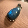 Teardrop Blue Flash Labradorite Pendant in Sterling Silver