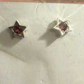 Garnet & Aquamarine Star Post Earrings in Sterling Silver