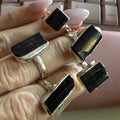 Black Tourmaline Sterling Silver Ring – Natural Protection Crystal Jewelry (Sizes 6–9)