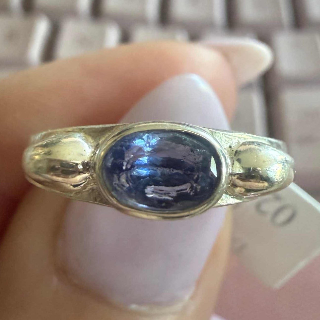 Tanzanite Cabochon Sterling Silver Ring – Size 7 – Intuition, Calm & Higher Guidance