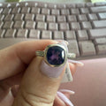 Cushion-Cut Amethyst Ring – Sterling Silver – Sizes 7 & 9 – Deep Purple Intuition Stone