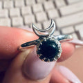 Black Onyx Crescent Moon Ring – Sterling Silver – Size 6