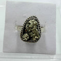 Sterling Silver Bezeled Rough Pyrite Ring - Size 6 - Protective, Abundant & Grounding