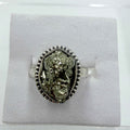 Sterling Silver Bezeled Rough Pyrite Ring - Size 6 - Protective, Abundant & Grounding