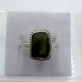 Sterling Silver Bezeled Moldavite Ring - Size 7 - Transformation, Growth & Awakening