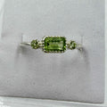 Sterling Silver Rectangular Peridot Ring - Size 9 -Positivity, Growth & Renewal