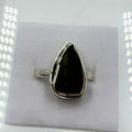 Sterling Silver Inlaid Moldavite Ring - Size 8 - Transformation, Growth & Awakening