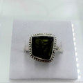 Sterling Silver Bezeled Moldavite Ring - Size 9 - Transformation, Growth & Awakening