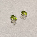 Sterling Silver Oval Peridot Post Earrings Size 2