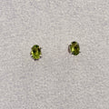 Sterling Silver Oval Peridot Post Earrings Size 4