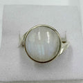Sterling Silver Rainbow Moonstone Round Bezel Ring – Size 7 – Intuition, Calm & New Beginnings