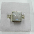 Sterling Silver Rainbow Moonstone Square Ring – Size 8 – Intuition, Inner Clarity & New Beginnings