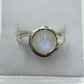 Sterling Silver Rainbow Moonstone Round Wrap Ring – Size 9 – Intuition, Protection & New Beginnings