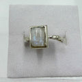 Sterling Silver Rainbow Moonstone Rectangle Ring – Size 5 – Intuition, Inner Vision & New Beginnings