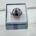 Sterling Silver Twist Banded Round Terahertz Ring - Size 6 - Healing, Energizing & Cleansing