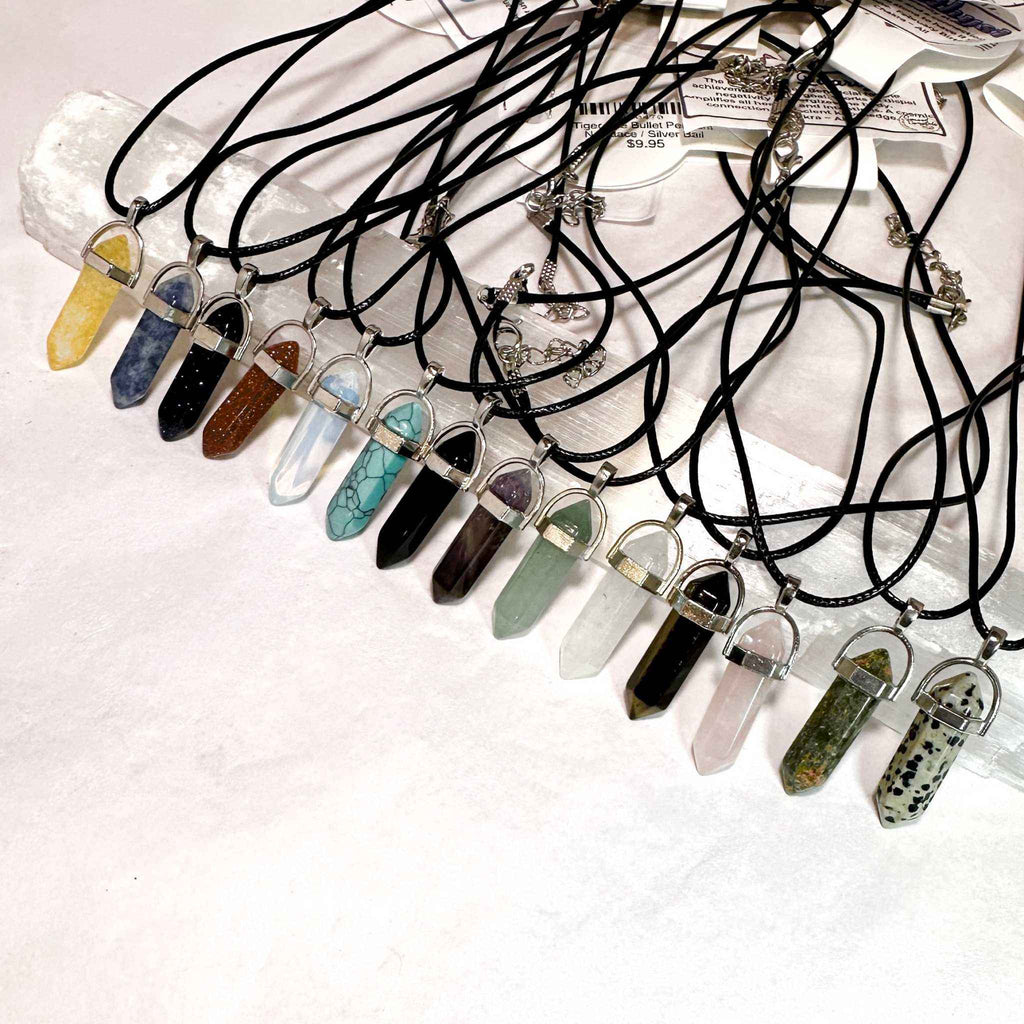 Blue Goldstone Bullet Point Necklace