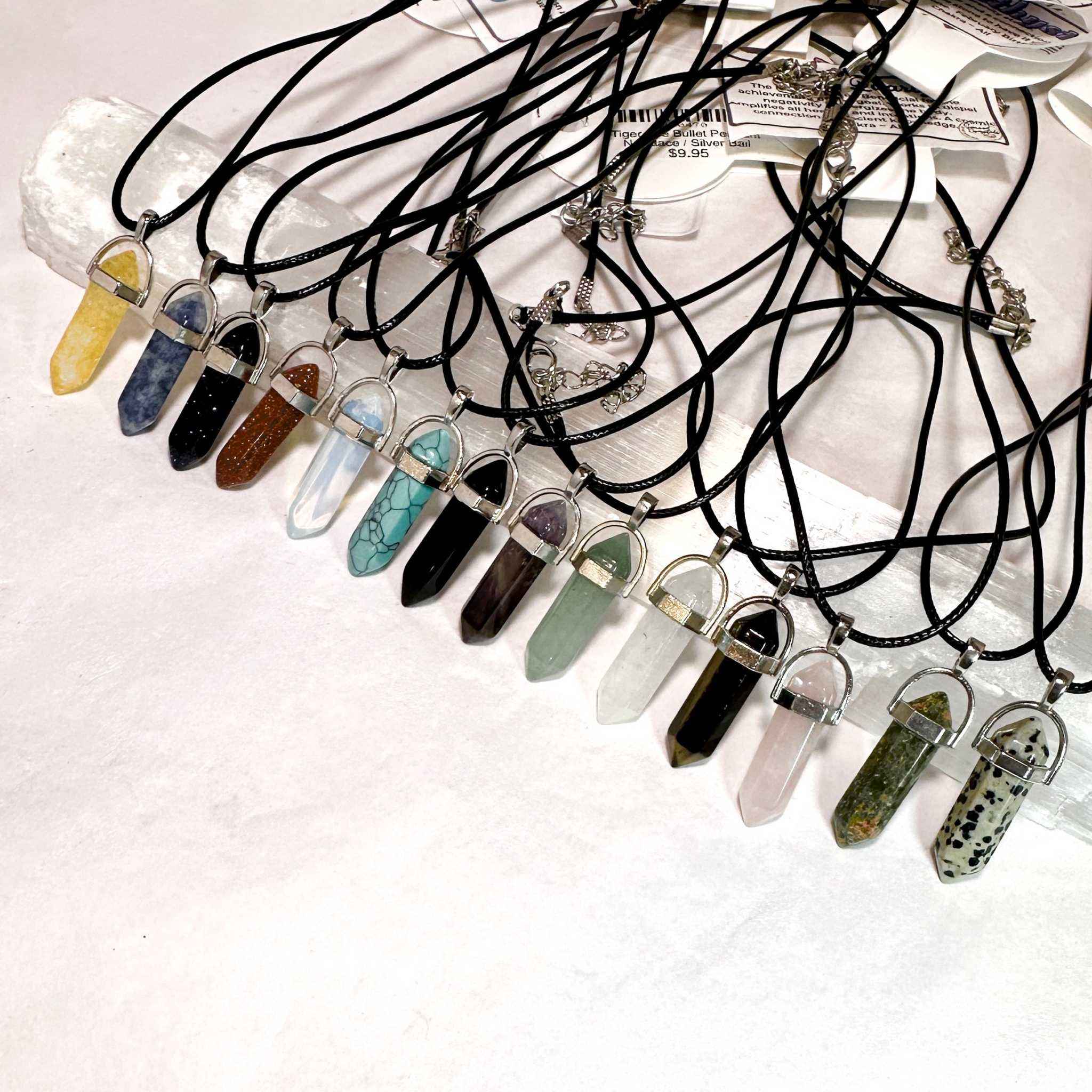 Blue Goldstone Bullet Point Necklace