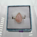 Sterling Silver Teardrop Rose Quartz - Size 9 - Loving, Soothing & Heart Opening