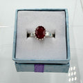 Sterling Silver Crown Faceted Oval Ruby Ring - Size 7 - Passionate, Vital & Empowering