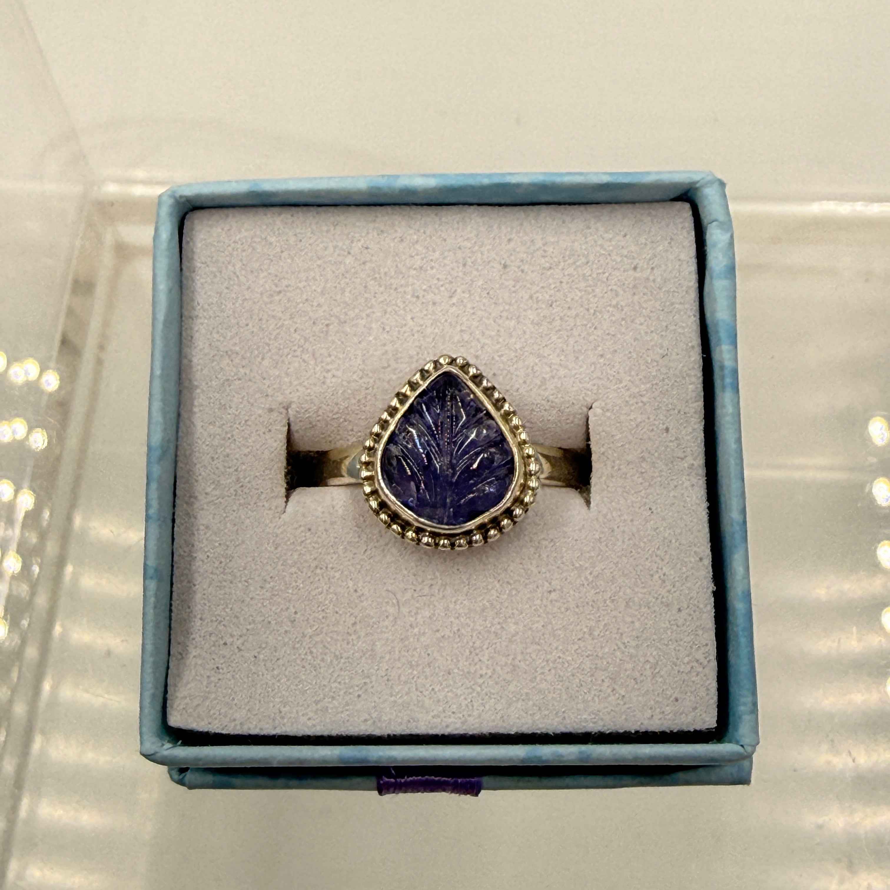 Sterling Silver Leaf Tanzanite Ring - Size 6 - Spiritual, Intuitive & Elevated