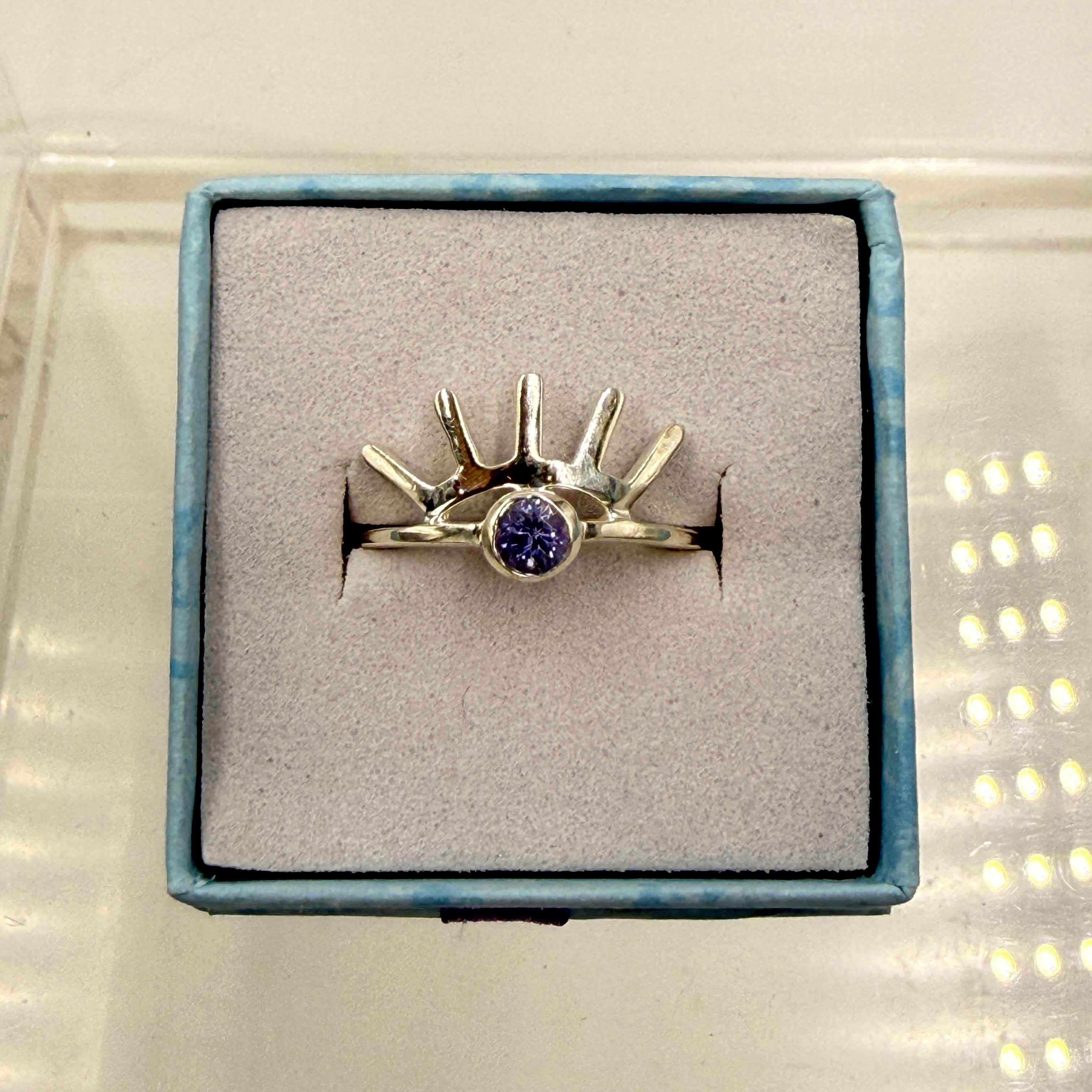 Sterling Silver Eyelash Tanzanite Ring - Size 7 - Spiritual, Intuitive & Elevated