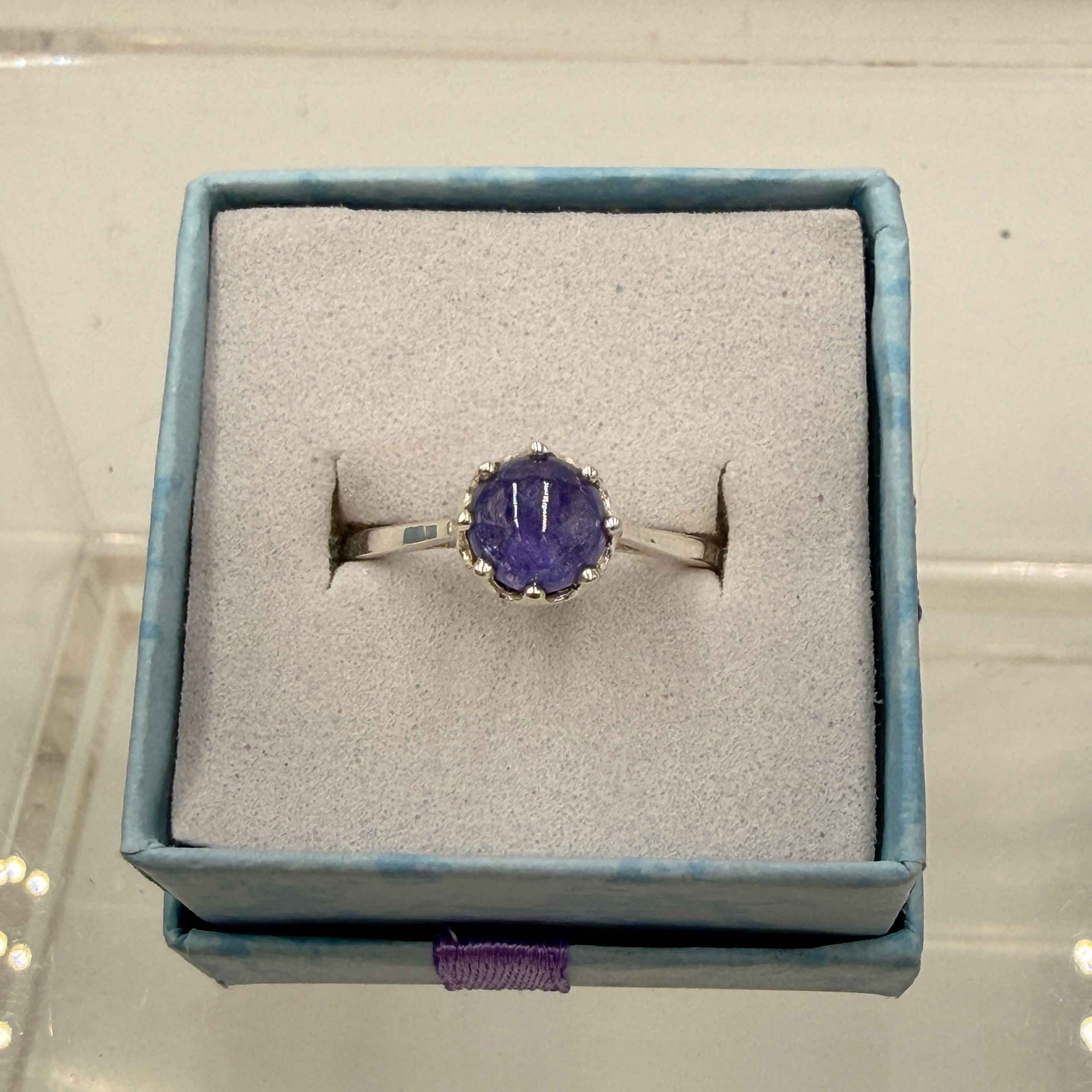 Sterling Silver Crown Set Round Tanzanite Ring - Size 9 - Spiritual, Intuitive & Elevated