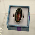 Sterling Silver Oval Spectrolite Ring - Size 10 -Intuition, Protection & Illumination