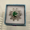 Sterling Silver Sun & Moon Malachite Ring - Size 9 -Transformative, Protective & Empowering