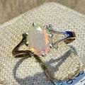 Ethiopian Opal Oval Crown-Prong Ring – Sterling Silver – Size 9