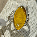 Natural Amber Marquise Filigree Ring – Sterling Silver – Sizes 6, 7, 8, 9