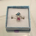 Sterling Silver Pink & Blue Tourmaline Ring - Size 10 - Healing, Calm & Loving