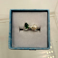 Sterling Silver Emerald & Pearl Ring - Size 7 - Elegant, Harmonious & Nurturing