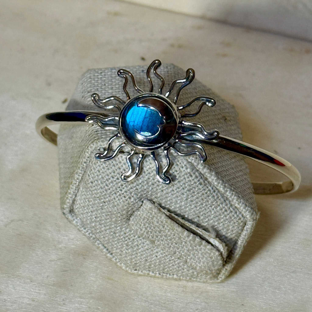 Sterling Silver Sun Moon Cuff Bracelet