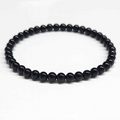 Black Tourmaline Round Bead Bracelet for Energy Filtering & Grounding