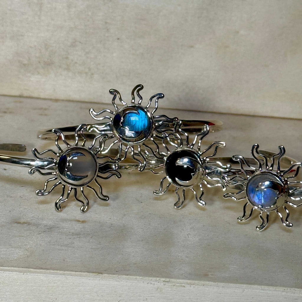 Sterling Silver Sun Moon Cuff Bracelet